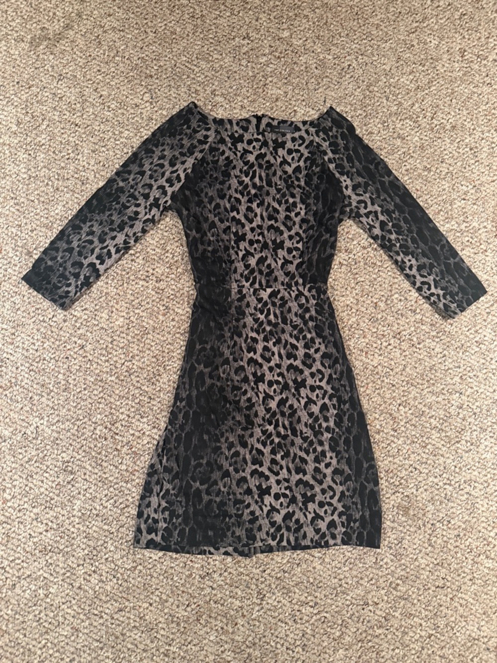The Limited Black and Taupe Leopard-Print Long Sleeve Dress